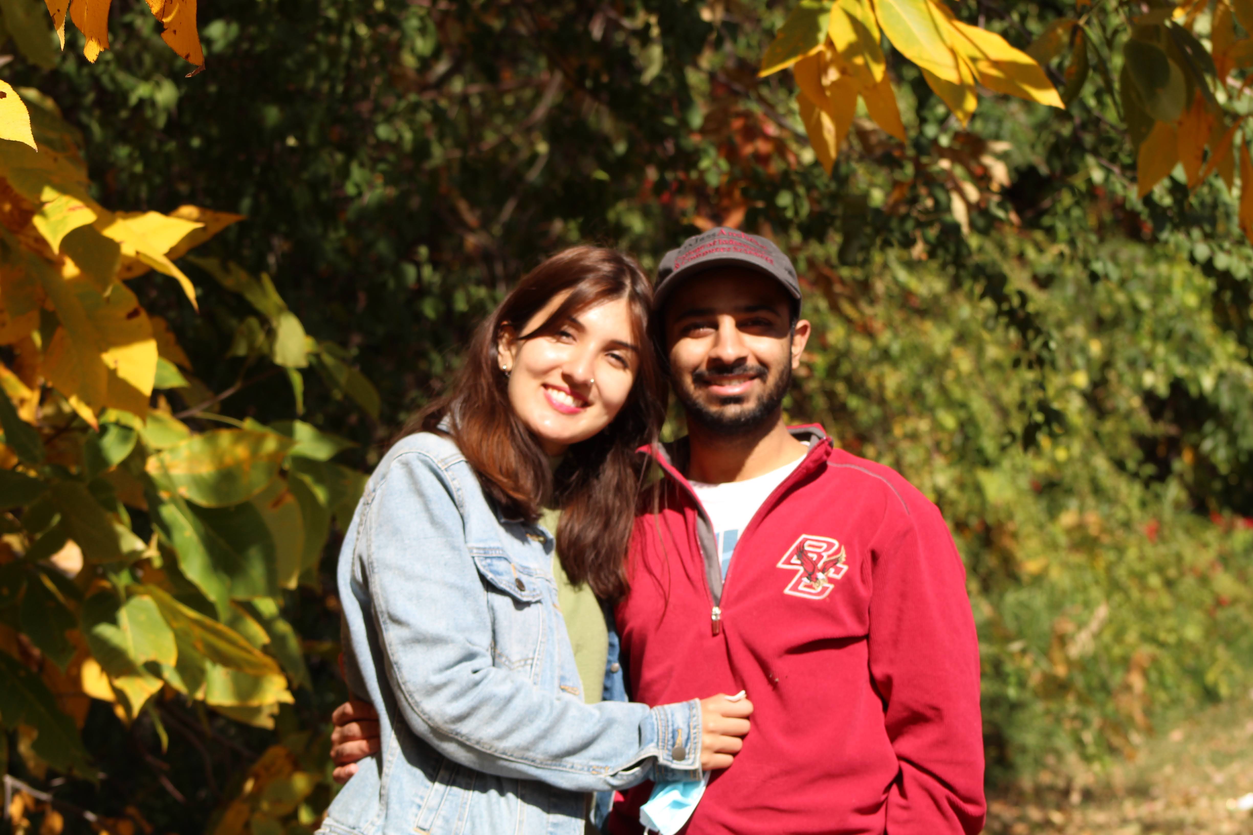 Simran and Parth together in an early casual portrait outdoors